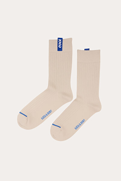BONY SOCKS Muške čarape sa etiketom, bež boje