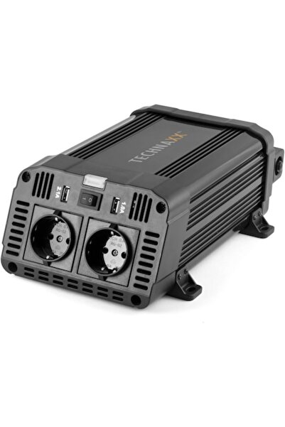 Technaxx TE16 Voltage Inverter, 1200W, 12V Input, 230V Output, 2 x USB-A, Black