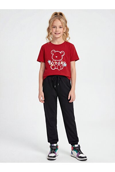 FYK KİDS Majica sa okruglim izrezom, dugim trenerkama i print detaljima za de...