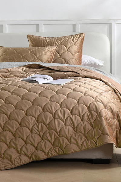 EvienHome Shane Velvet Bedspread Set Double 3 Piece Quilted Supersoft Soft Fi...