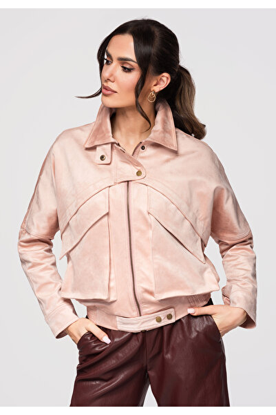 OMBRE Women's Bomber Jacket OW-JAFL-0122 Elegant Transition Rose