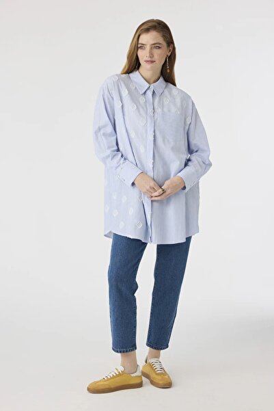 Zühre Minimal Detaylı Mavi Tunik 1643