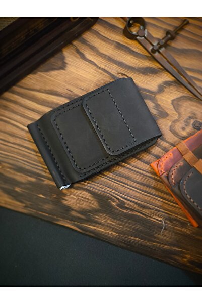 MY Leather Magneto Handmade Genuine Leather Magnet Money Clip Card Holder