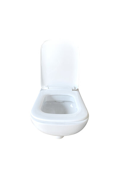 regata Toaletă suspendată Neo, porțelan, albă, 53,5 x 35,5 cm, cu husă de scaun