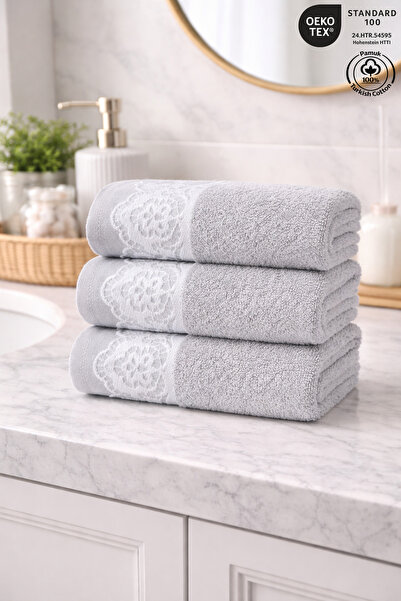 Ellaline Set de ghipură prosoape MILANO 3 piese 100% bumbac certificat, proso...