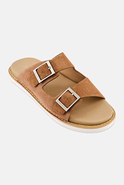 London Fog Men Adjustable Buckle Suede Sandals, Tan