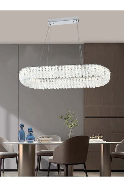 RFAN LED Chandelier, Model 78011/800*300, Crystal Texture, Metal, 100W, Silver