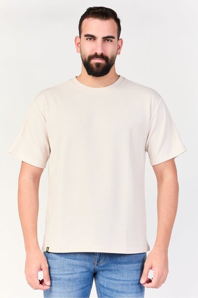 Nautica Jeans Men Crew Neck Short Sleeve Solid T-Shirt, Beige