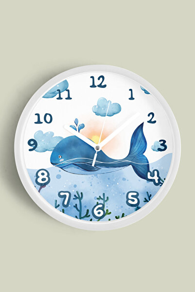 JHAAR Ceas de perete pentru camera copiilor cu balenă drăguță - 30 cm - Carca...