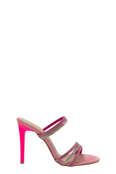 Moulin Shoes حذاء نسائي ذو كعب مزدوج باللون الفوشيا مرصّع بالأحجار شبشب