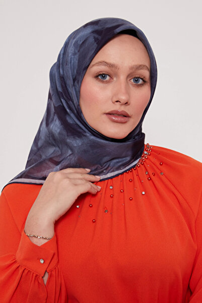 Bonjela Soft Scarf D2 Floral Pattern Navy Blue