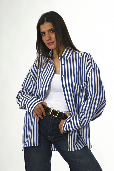 ABBRA Ženska debela Prugasto Oversize kroj košulja