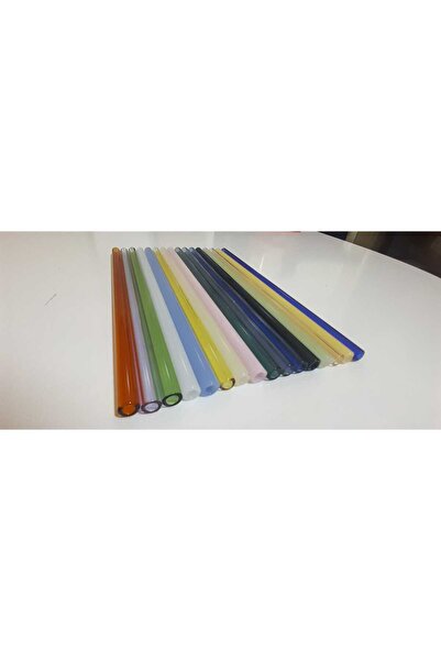 LEYLA CAM SANATLARI Borosilicate Colored Glass Straw 16 Colors Plain 8*200 mm