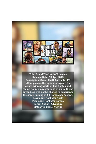 OEM Grand Theft Auto V Legacy Infographic Poster, Action-Adventure, Cardboard...