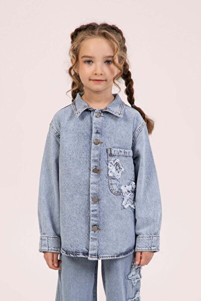 Dmb Αγόρια & Κορίτσια Κοριτσίστικο Πουκάμισο με Λεπτομέρεια Αστέρι Τζιν Μπλε