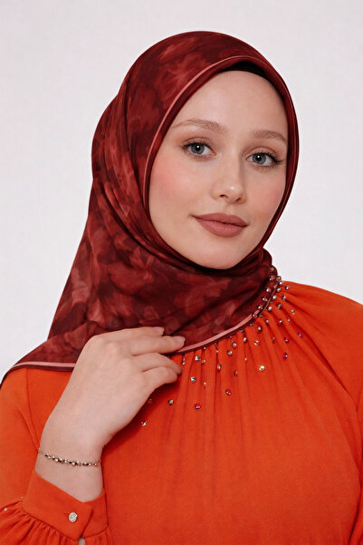 Bonjela Soft Scarf D2 Floral Pattern Burgundy