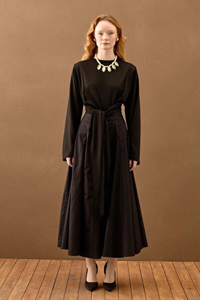 Ceylan Otantik Μαύρη φούστα από κοτόνι με σχέδια