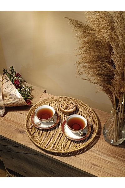 Paganca Round Wicker Rattan Presentation Tray / Organizer 35cm