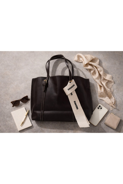 Generic Kadın Acı Kahve Omuz Çantası Günlük Kullanım Şık Deri Görünümlü Tote ...