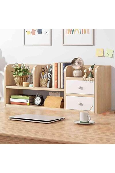 Arabest Wood Desktop Bookshelf, 36.2-Inch Freestanding Office Organizer Rack ...
