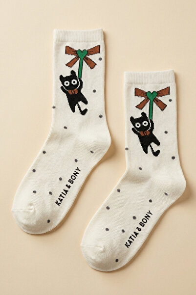 Katia&Bony Παιδικές κάλτσες Kedi Με σχέδιο καφέ
