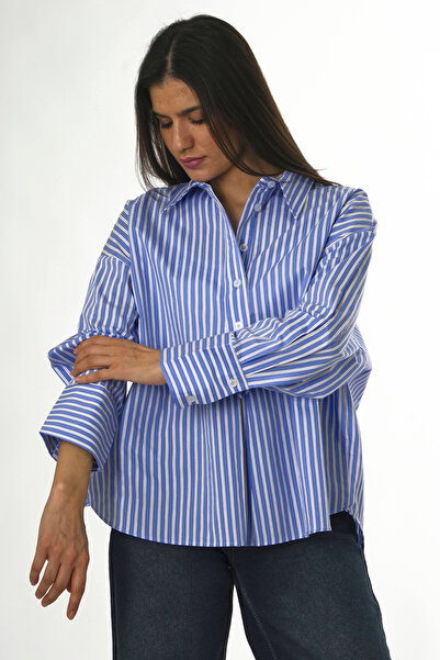 ABBRA Women's Cotton in Striped Patchwork Shirt