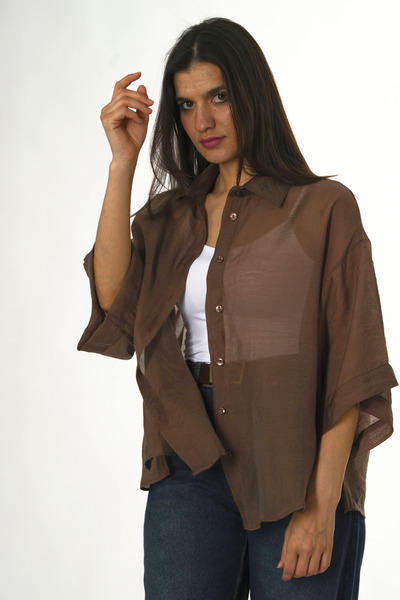 ABBRA Ženska Oversize kroj Svila i majica kratkih rukava