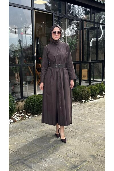 AlMarwah Kemerli Gömlek Elbise 303898