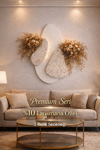 Aslan Japandi2,0 3 boyutlu beton görünümlü duvar dekoru/2'li duvar vazolu dekor