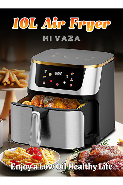 Mi VAZA مقلاة هوائية ذكية - سعة كبيرة 10 لتر - لوحة تحكم تعمل باللمس - خبز بد...