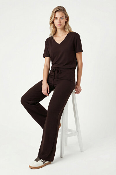 Ritnice Ženska Elya Modal Touch V-izrez elastična talja Sa džepovima smeđa Go...