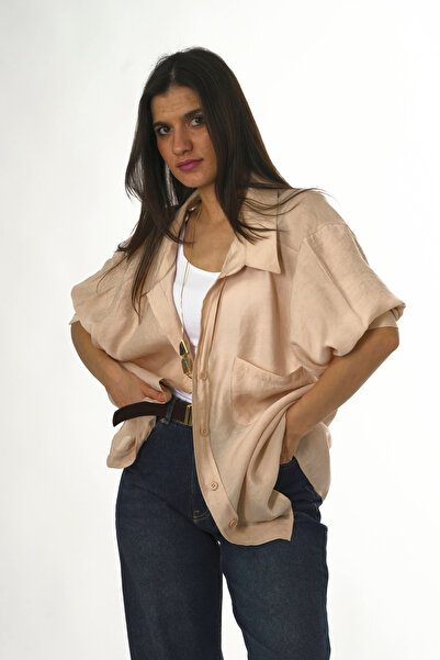 ABBRA Ženska Spuštena ramena Oversize kroj Modal košulja