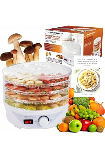 esperenza Fruit and Vegetable Dehydrator, 4 Trays, Cylinder Design, Adjustabl...