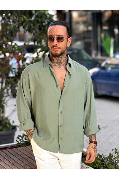 manch collection Oversized Basic Modal Shirt Green