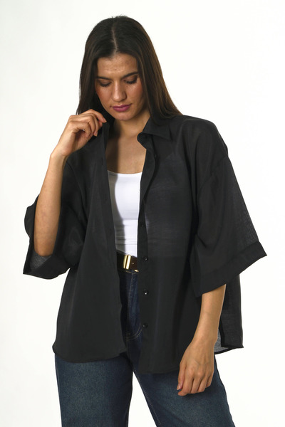 ABBRA Ženska Oversize kroj Svila i majica kratkih rukava