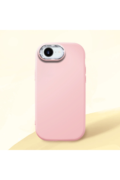 Hontinga iPhone 17e Uyumlu Kamera Korumalı Pembe Yumuşak Silikon Telefon Kılıfı