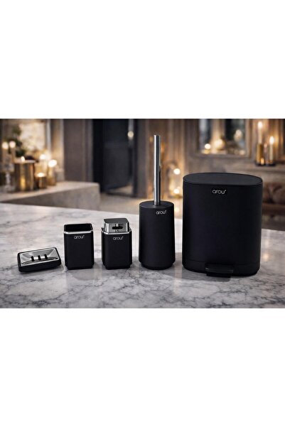 AROW Piazza Acrylic Black 5 Piece Bathroom Set