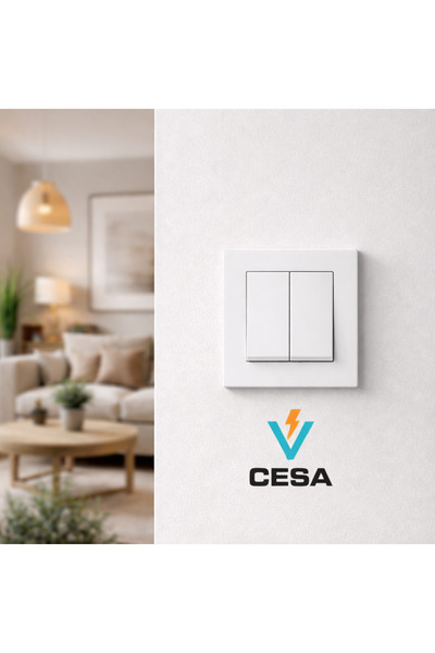 cesaa elektirik Elbi̇ Neo Double White Switch with Frame 1 Piece