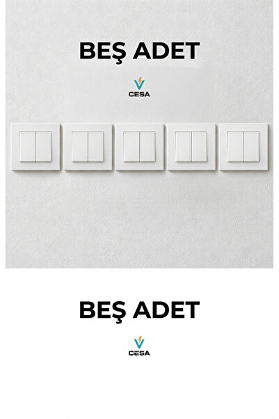 cesaa elektirik ELBİ NEO İKLİ BEYAZ ANAHTAR ÇERÇEVELİ 5 ADET