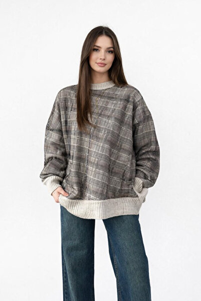 DEZZİİ Beige Tulle Detail Knitwear Sweater