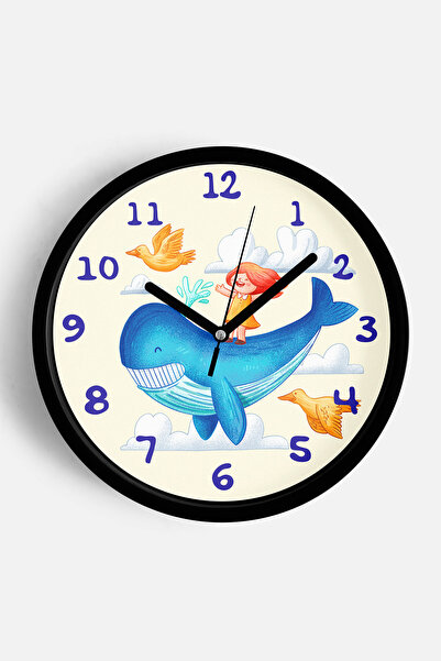 JHAAR Ceas de perete pentru camera copiilor cu balenă drăguță - 30 cm - Carca...