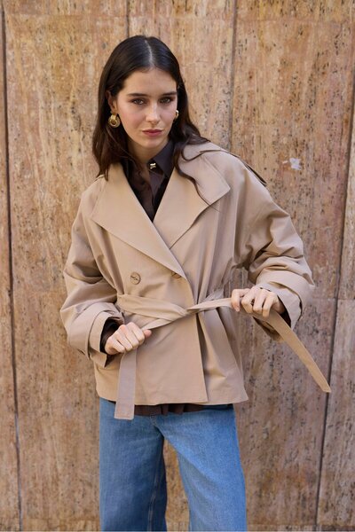Fast Perry 9609 Short Trench Coat Camel