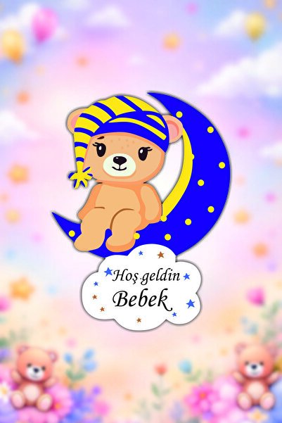 hediyyenvar Ayıcık Konseptli Hoş Geldin Bebek Magneti 10 Adet – Kişiye Özel (...