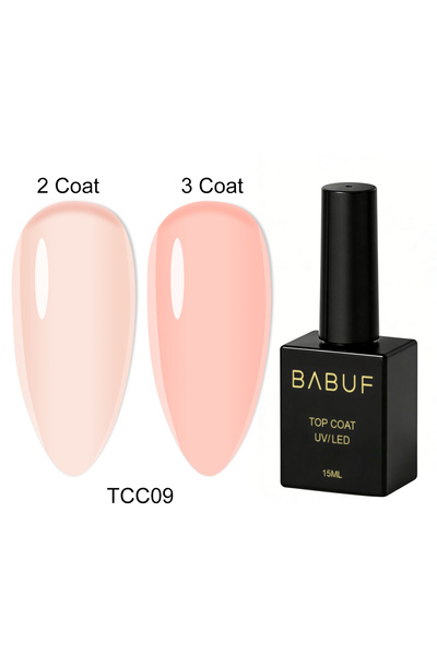BABUF Top Coat Milky & Nude Collection TCC – Finish Lucios, Protecție UV, 15ml