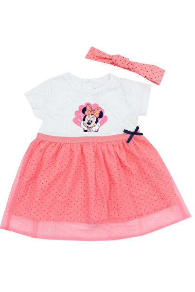 Minnie Mouse Set 2 piese, rochie și bentiță, Minnie cu buline, alb cu roz