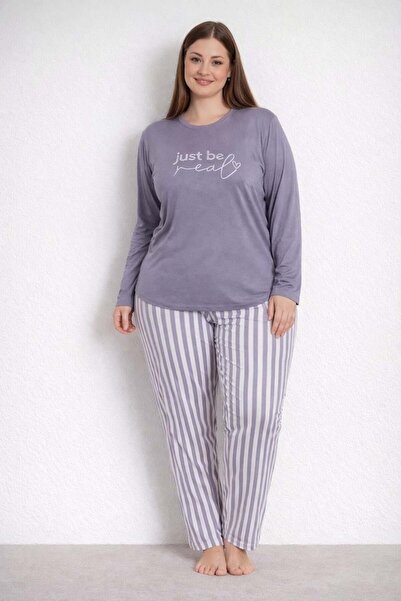 Pemilo Women's 20155 Large Size Long Sleeve Milan Pajama Set