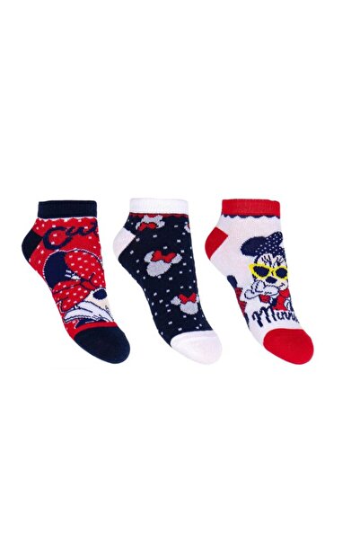Minnie Mouse Set of 3 Socks, 70% Cotton, Cute Minnie, Multicolor