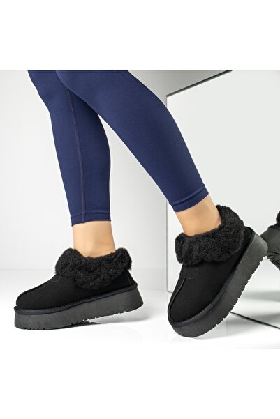 Modlet.ro Women's black suede thick sole UGG-style boots MOD14173