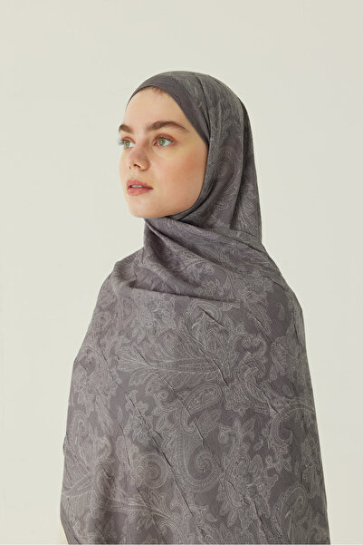 ZÜLAYS Desenli Bambu Şal Gri