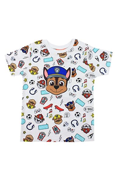 PAW PATROL Tricou pentru băieți, MS, bumbac, Be Brave, Patrula Cățelușilor, alb